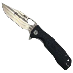 Honey Badger Clip-Point Black Open with AE Logo