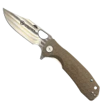 Honey Badger Clip-Point Tan Open with AE Logo