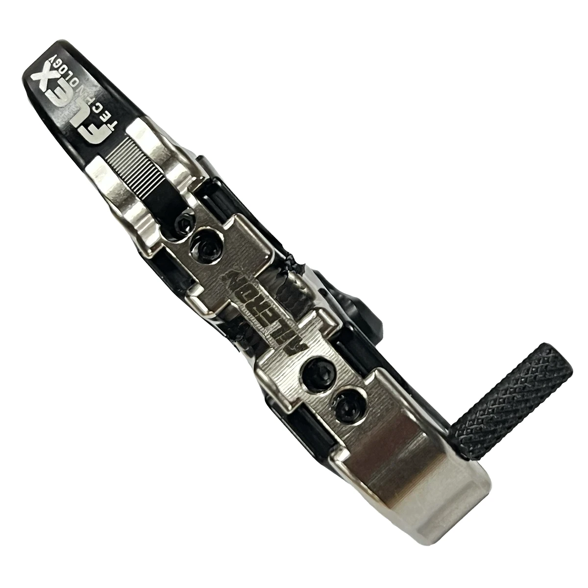 Reo Wilde Signature Series TRUBall Aileron HBC Flex Hinge Release in Silver and Black - Adjustment backplates